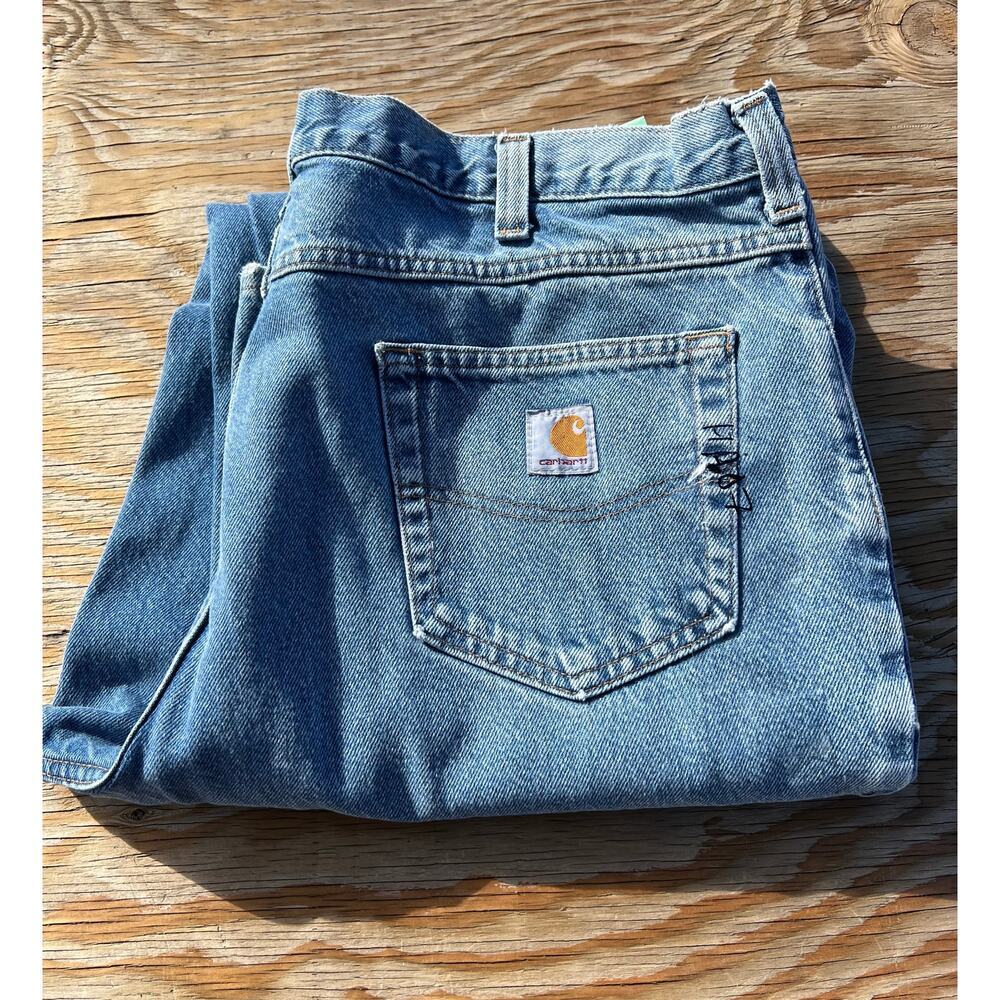 Carhartt Jeans Mens 38x36 Blue Denim Utility Work Pants relaxed Fit outdoors